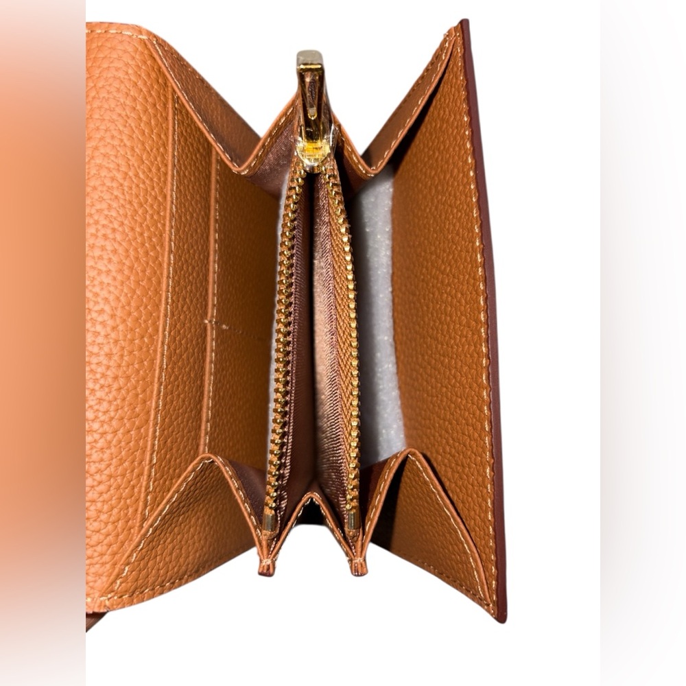 Constance Compact Wallet in Brown with Gold H Closure - Picture 3 of 4